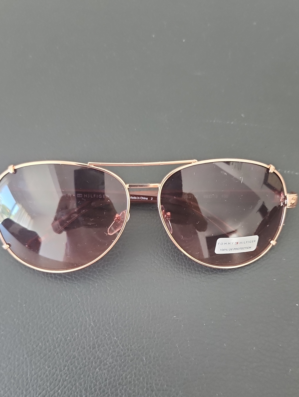 Tommy Hilfiger Rose Gold Aviator Sunglasses with Brown Lenses